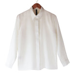 Women's 100% Pure Silk Crepe-de-Chine Shirt in Natural White