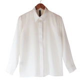 Women's 100% Pure Silk Crepe-de-Chine Shirt in Natural White