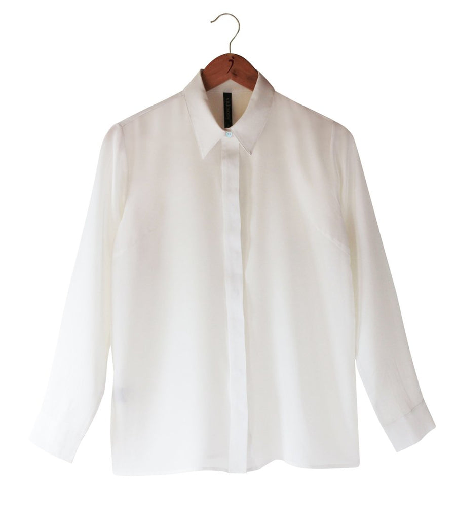 Buy Women's Pure Silk Crepe-de-Chine Classic Shirt | SilkLiving
