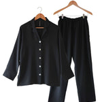 Women's 100% Pure Silk Crepe-de-Chine Pyjamas in Black 