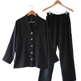 Women's 100% Pure Silk Crepe-de-Chine Pyjamas in Black 
