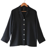 Women's 100% Pure Silk Crepe-de-Chine Pyjama Top in Black