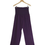  Women's 100% Pure Silk Crepe-de-Chine Pants in Damson Purple