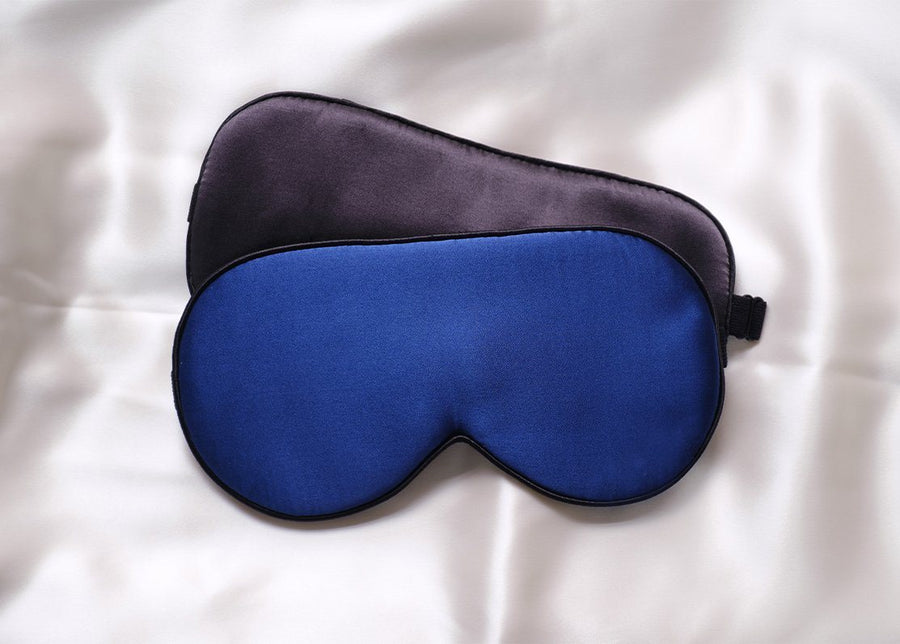  Silk Living 100% Pure Silk Eye Masks in Storm and Navy