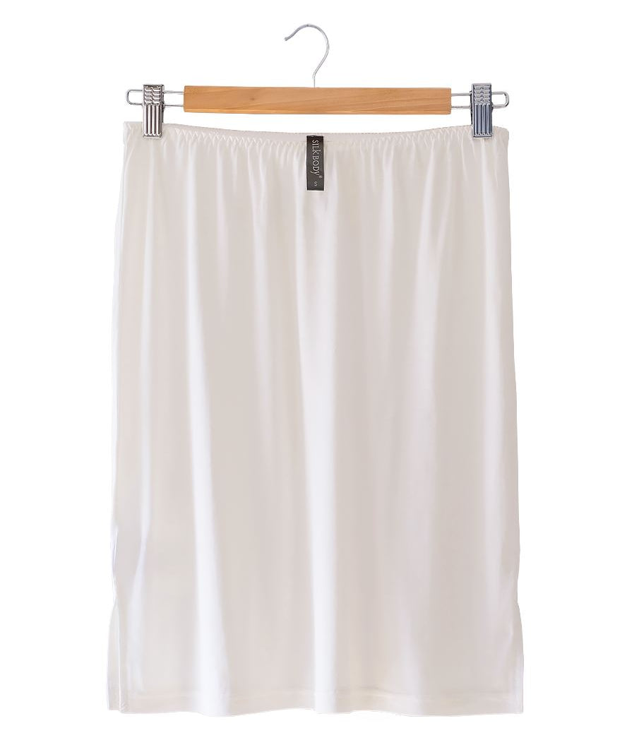 Women's 100% Pure Silk Half Slip in Natural White 