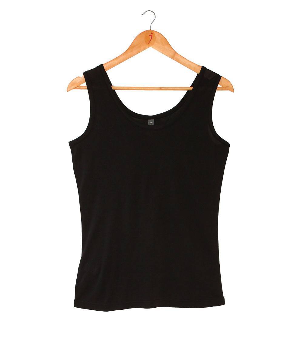 Women's 100% Pure Silk Singlet in Black