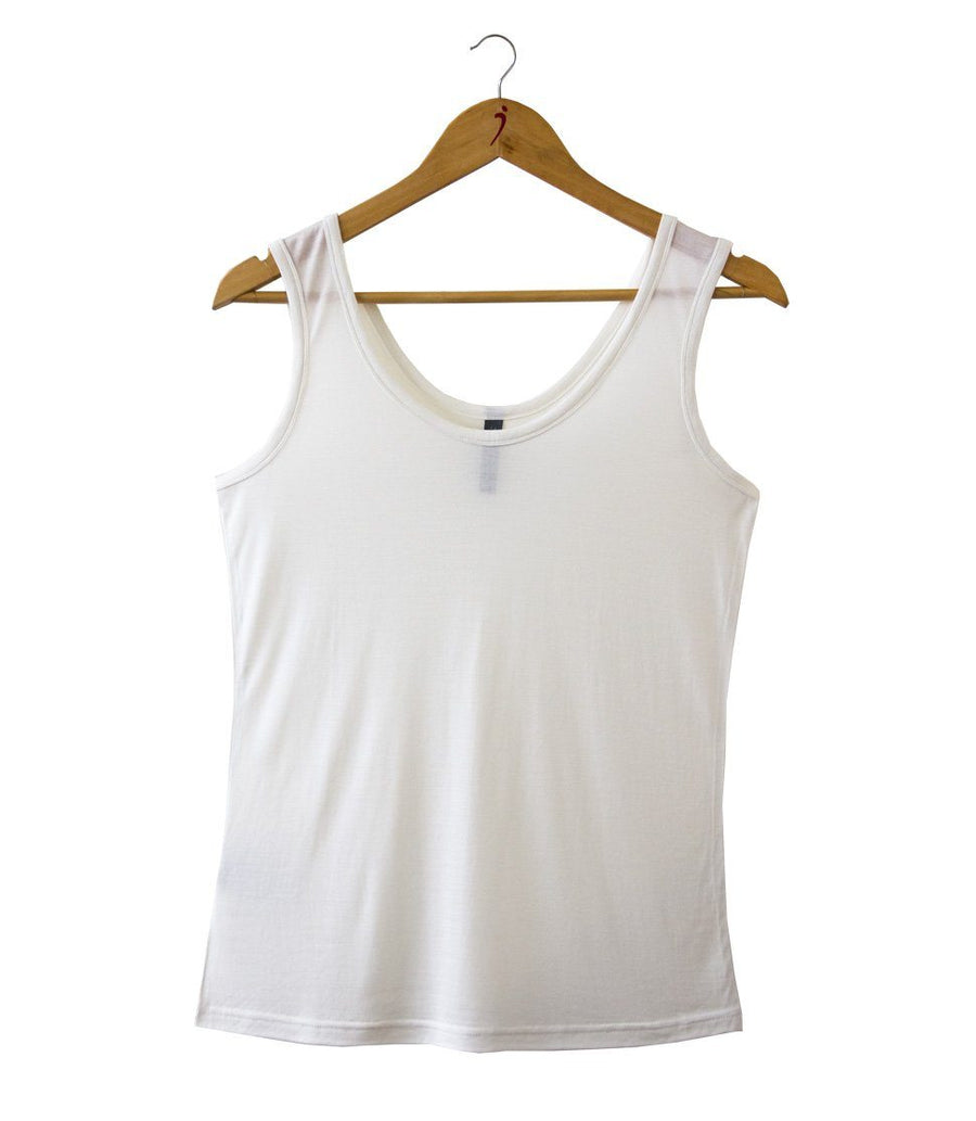 Women's 100% Pure Silk Singlet in Natural White