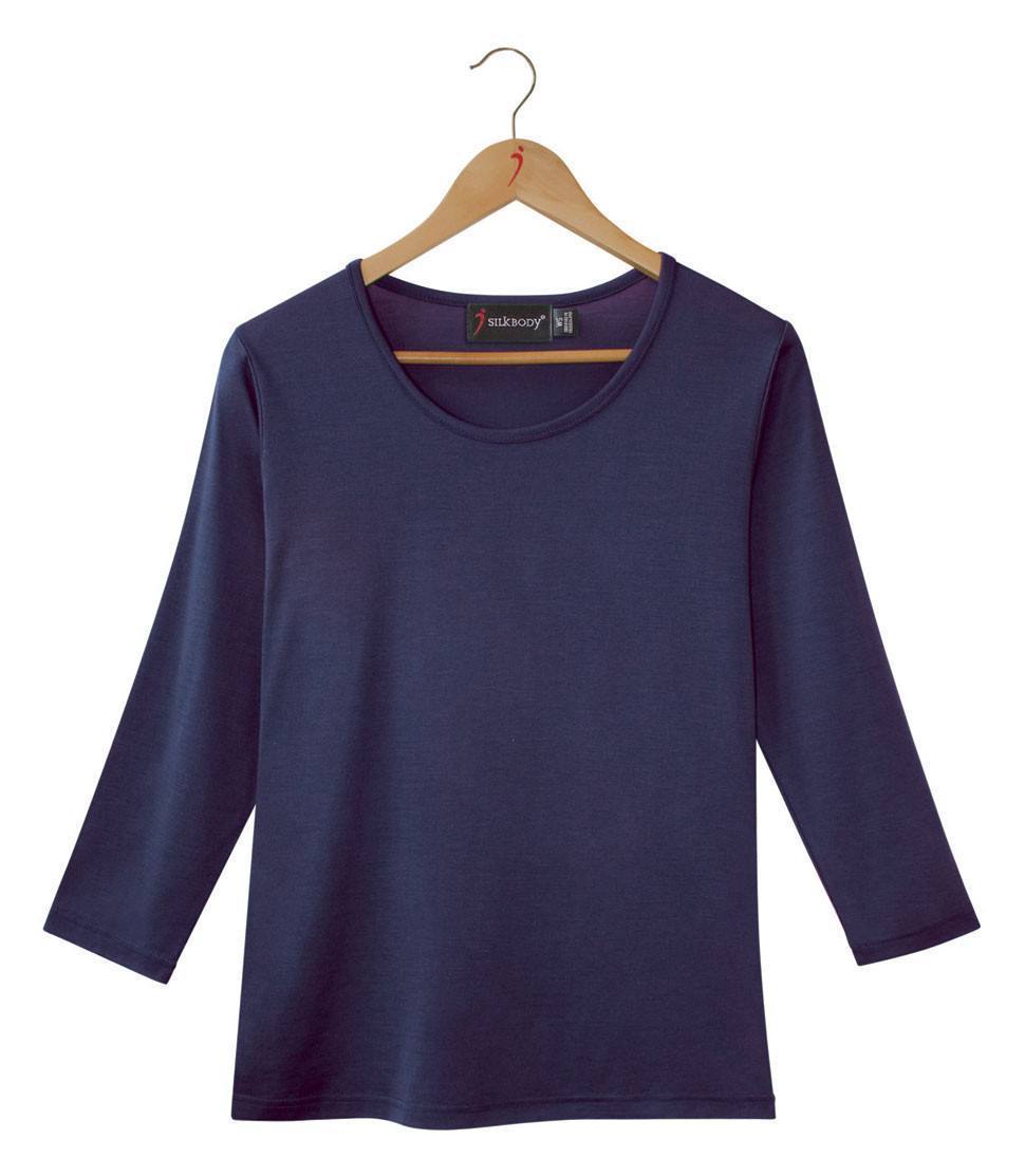  Women's  Silkspun 3/4 Sleeve Scoop in Navy