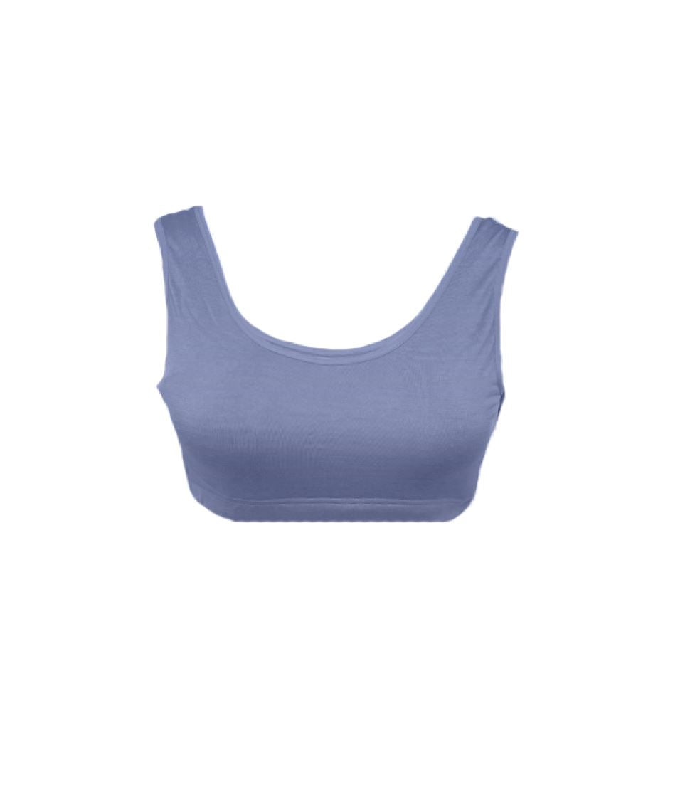 100% natural wire-free Silkspun Comfort Crop Bra in Forget-Me-Not Blue