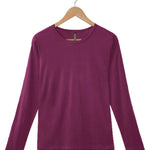 Women's Silkspun Long Sleeve Crew in Mulberry Pink