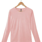 Women's Silkspun Long Sleeved Crew in Shell Pink