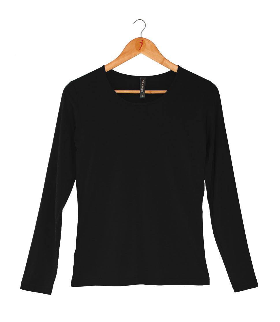 Women's Silkspun Long Sleeve Scoop in Black