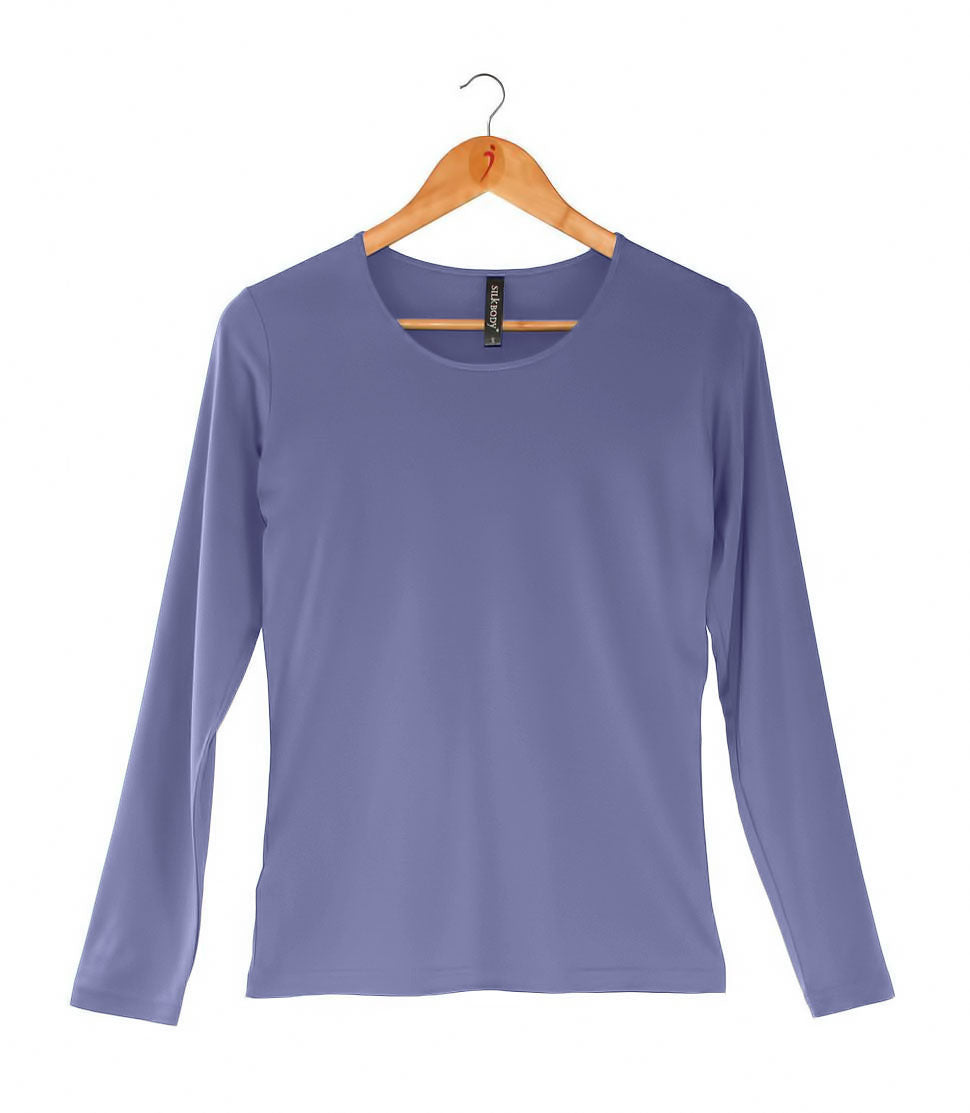 Women's Silkspun Long Sleeve Scoop in Forget-Me-Not Blue