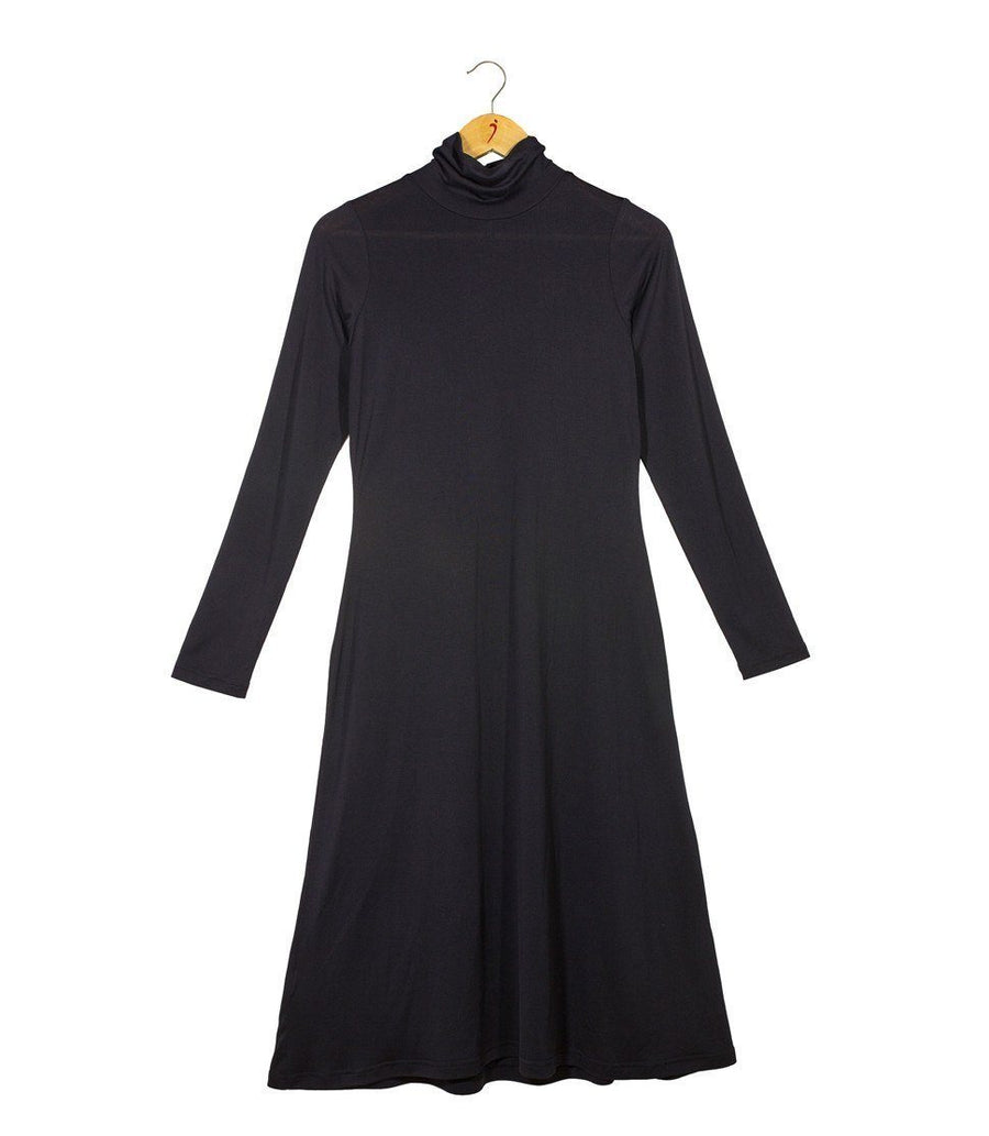 Women's Silkspun High Neck Rachel Dress in Black