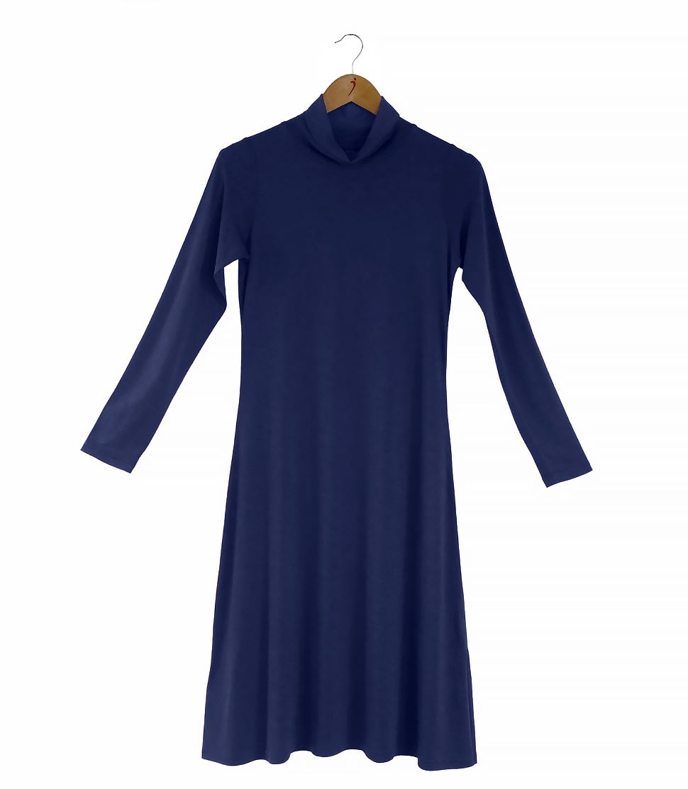 Women's Silkspun High Neck Rachel Dress in Navy