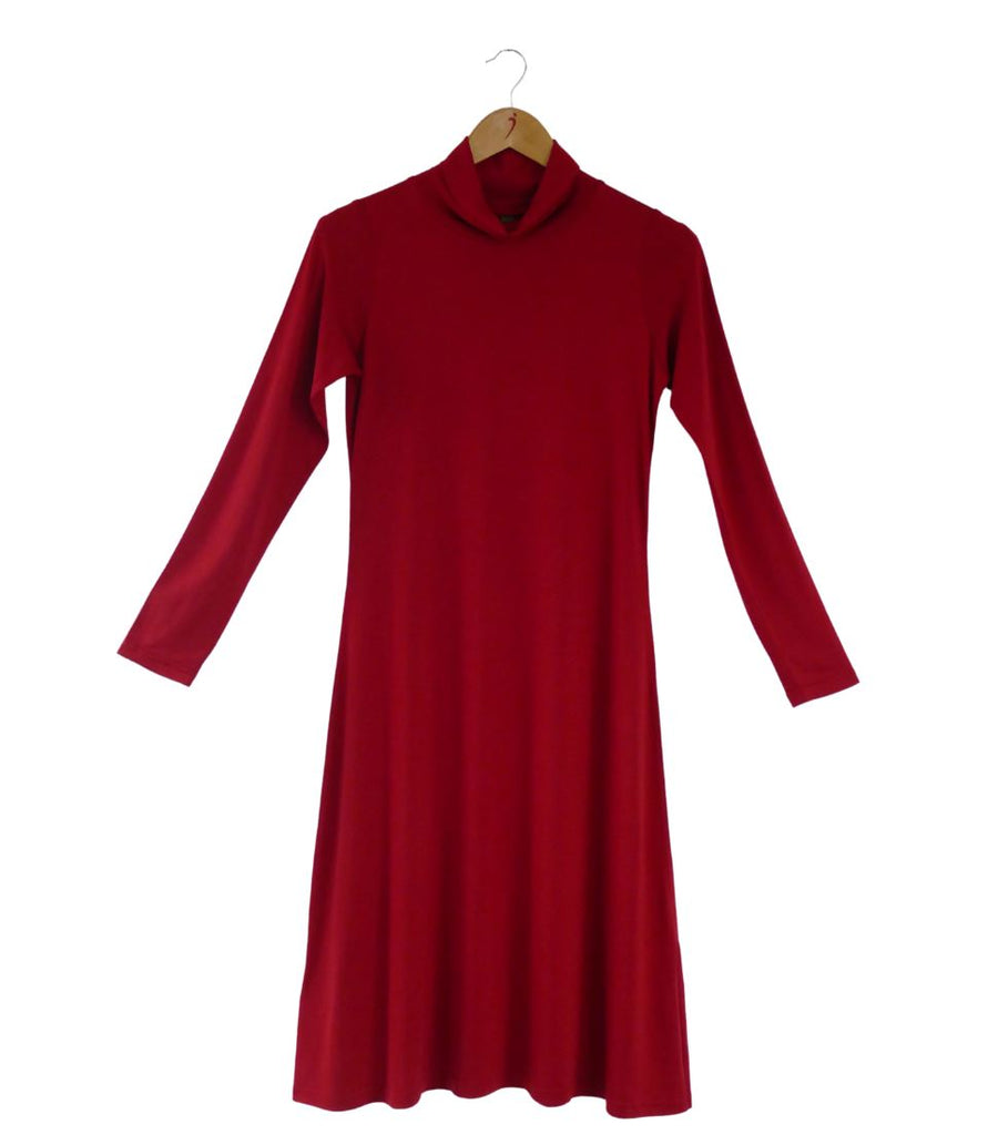 Women's Silkspun High Neck Rachel Dress in Sunset Red