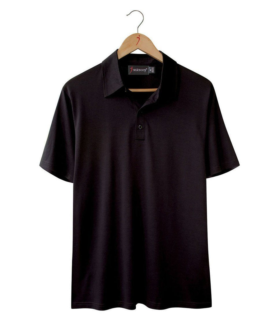 Men's Silkspun Short Sleeve Polo Shirt in Black