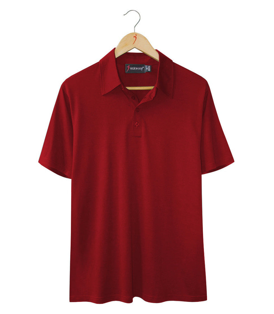 Men's Silkspun Short Sleeve Polo Shirt in Sunset Red 