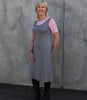Silkspun Sleeveless Dress in Perfect Grey with Shell Pink Short Sleeve Crew worn underneath