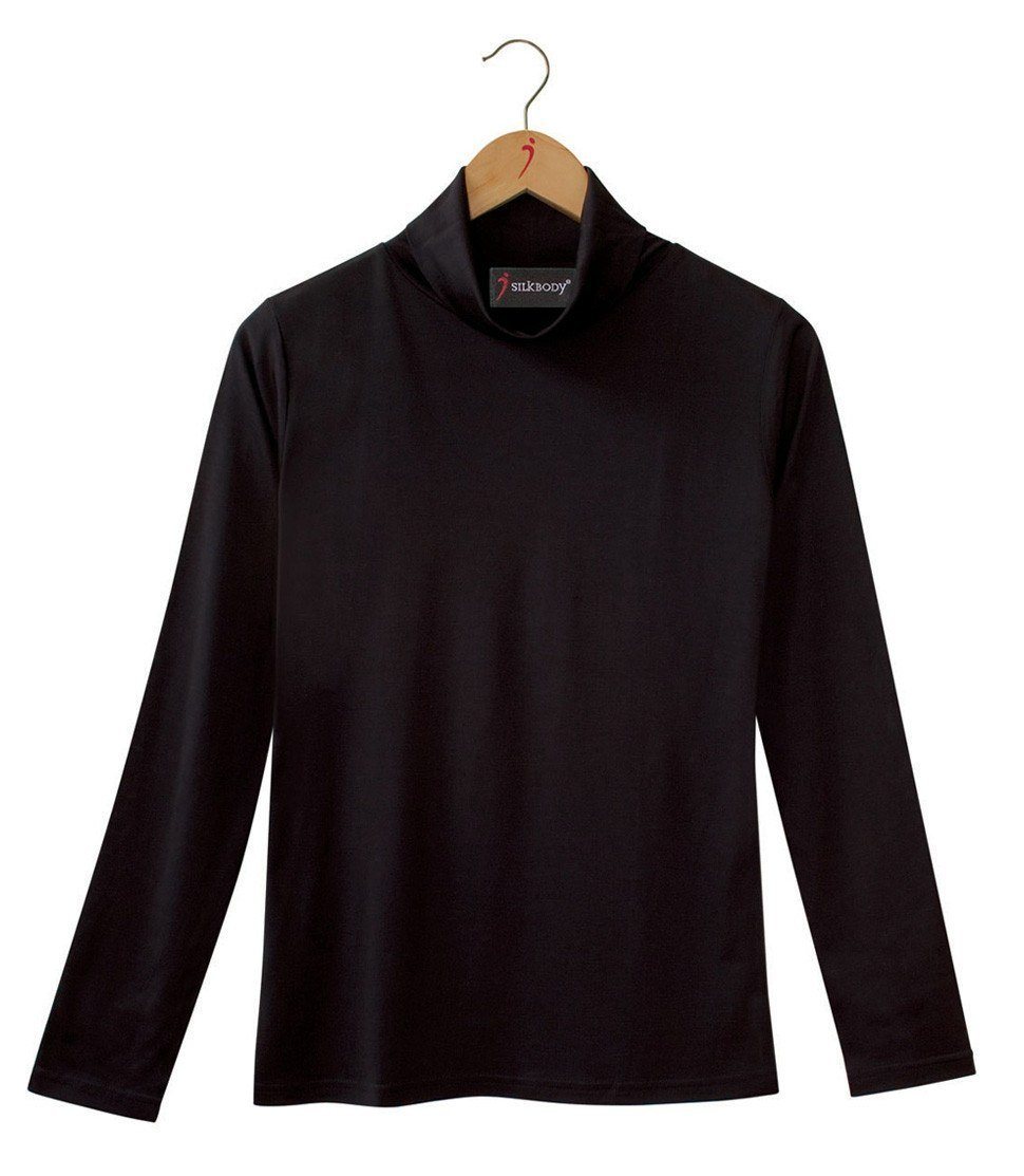 Women's Silkspun Polo Neck in Black