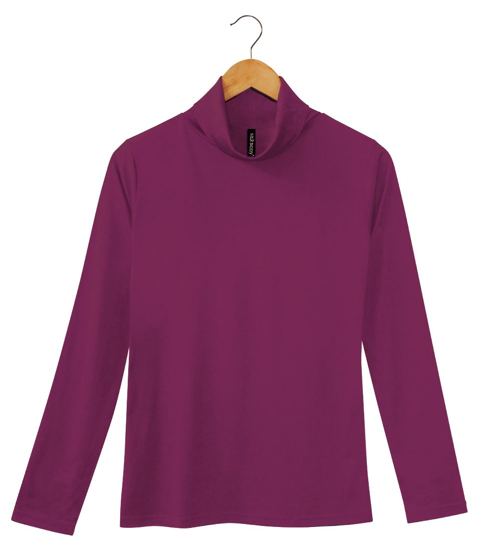 Women's Silkspun Turtle Neck in Mulberry Pink