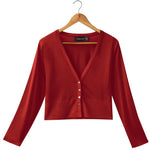 Women's Silkspun V Neck Cardigan in Sunset Red