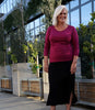 Women's Silkspun Slimline Skirt in Black and Silkspun 3/4 Sleeve Scoop in Mulberry