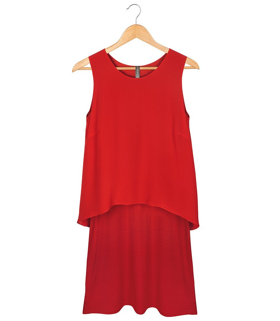 Women's Silkbody Talia Silk Dress in Sunset Red 