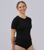  Women's 100% Pure Silk Short Sleeve Crew in Black