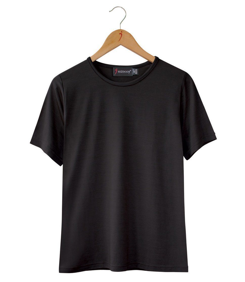 Women's 100% Puresilk Short Sleeved Crew in Black